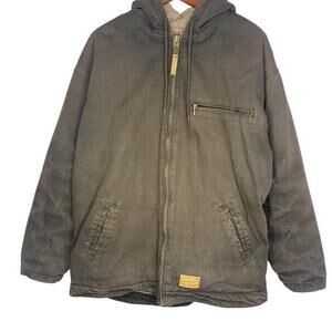 Vintage Schmidt Workwear Hooded Detroit Style Jacket Size XXL Grey Sherpa Lined